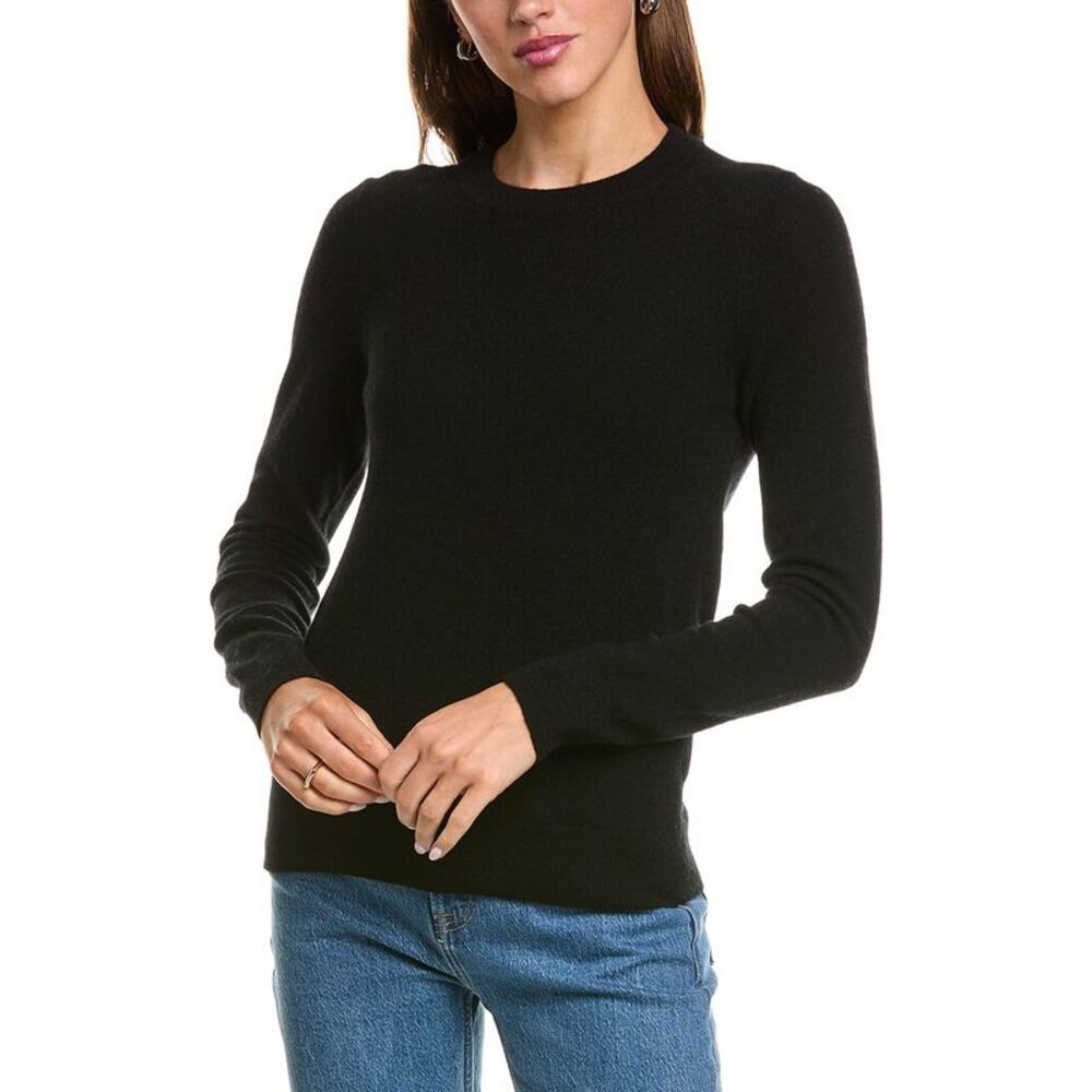 Incashmere Womens Basic Crewneck 100% Cashmere Sweater, Black
